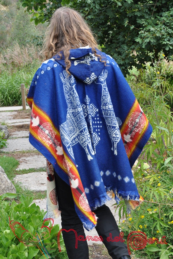 Poncho Homme En Alpaga Fait Main - Chaud Et Doux, Avec Capuche, Manteau D'hiver Original - 3