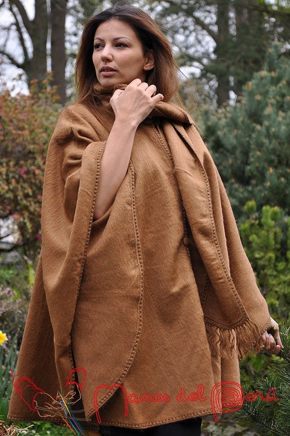 Alpaca Wool coat, Peruvian Cape coat 