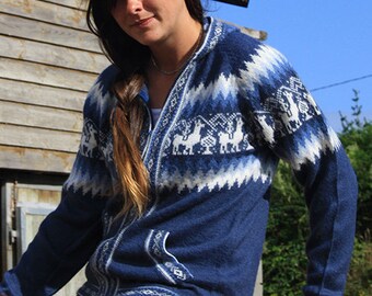 Alpaca Wool Jacket, Women&#39;s Jacket with Hood and Zipper, Warm Alpaca Wool Jacket, Women&#39;s Peruvian Alpaca Wool Jacket