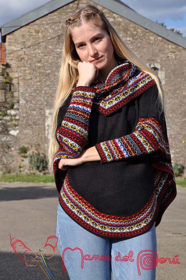 Poncho With Sleeves, Authentic Peruvian Women's Poncho