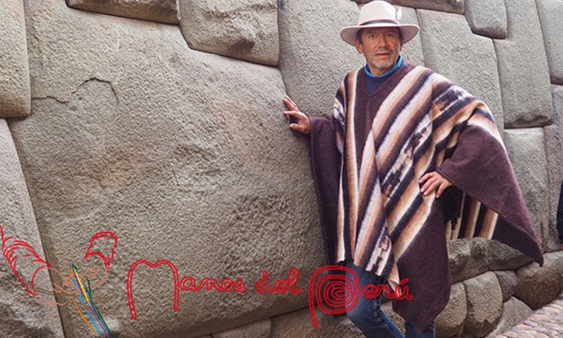 Poncho Péruvien gris, poncho en laine d'alpaga, poncho unisexe pure laine alpaga, poncho des Andes, poncho chaud doux soyeux, poncho alpaga image 3