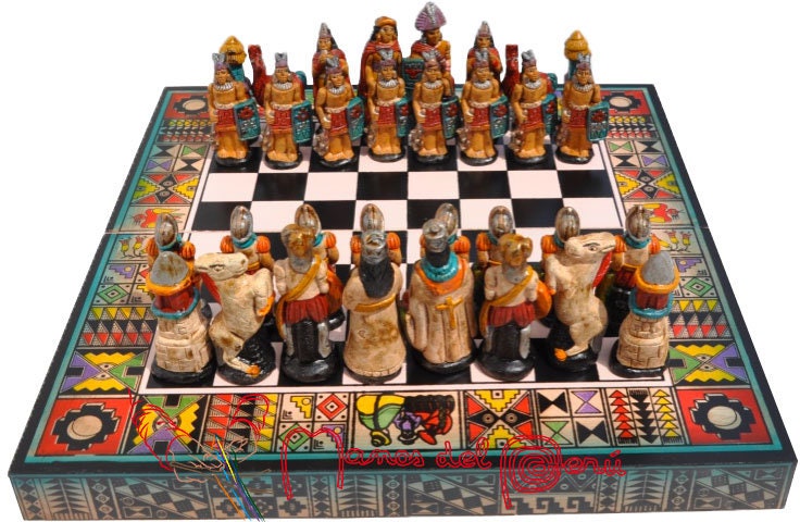 Peruvian Chess Games Wooden Chess Games Inca Chess Game 