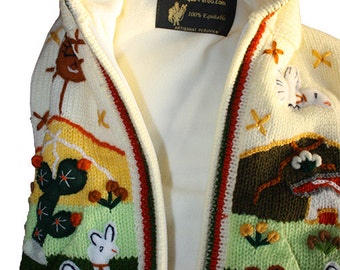 Chaleco infantil, chaleco bordado a mano con capucha de elfo, chaleco infantil peruano, chaleco infantil forrado con vellón, chaleco infantil tejido a mano