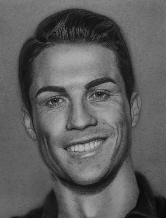 Cristiano Ronaldo Drawing Original Pencil Artwork Portrait Etsy
