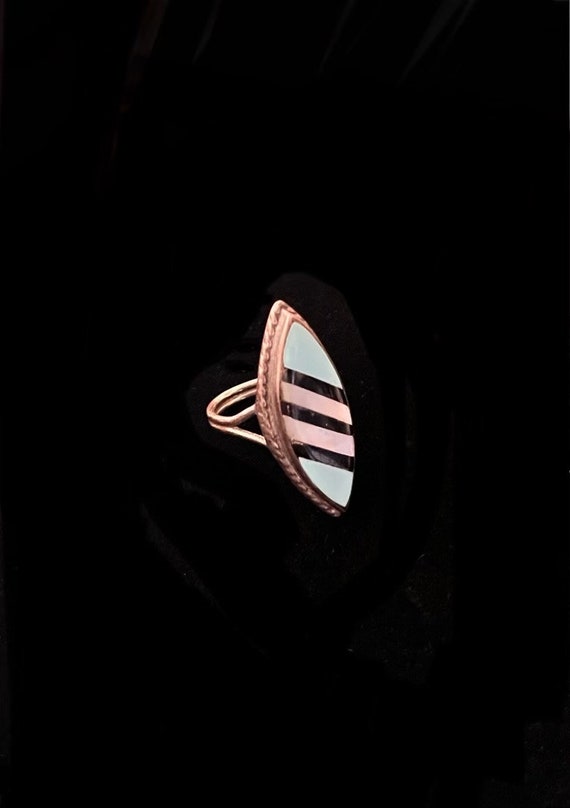 Inlaid Navajo Silver Ring - image 1