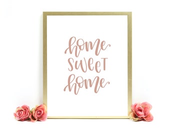 Home Sweet Home Tan Calligraphy Instant Digital Print/ DIGITAL DOWNLOAD/ Wall Art/ Living Room Art Print/ Home Decor