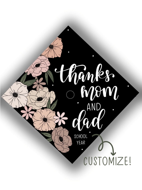 Digitally Made Custom Graduation Cap Topper Thanks Mom And Etsy Digitally Made Custom Graduation Cap Topper Thanks Mom And Etsy