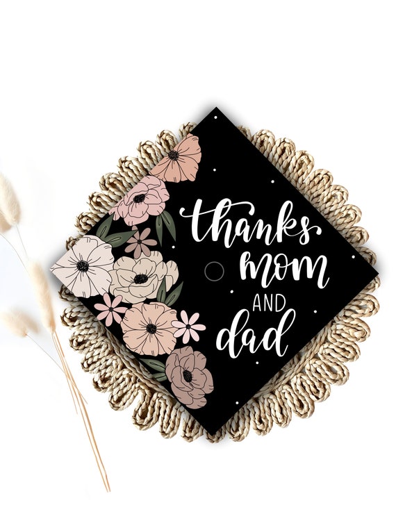 Digitally Made Custom Graduation Cap Topper Thanks Mom And Etsy Digitally Made Custom Graduation Cap Topper Thanks Mom And Etsy