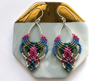 Boho Earrings Multicolour Multicolor Dangly Beads Long Dangly Gypsy Tribal Asian Eastern Style
