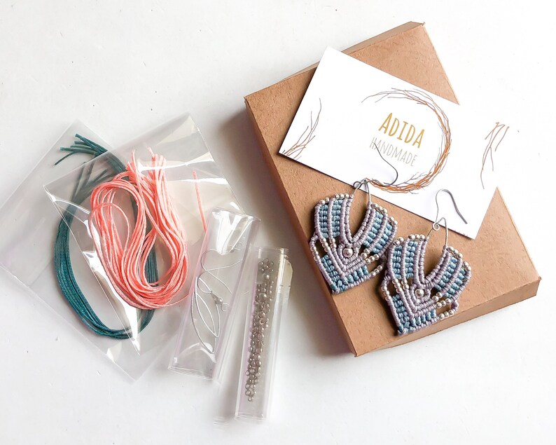 Macrame Earrings Kit Craft Kit for Adults Micromacrame Etsy