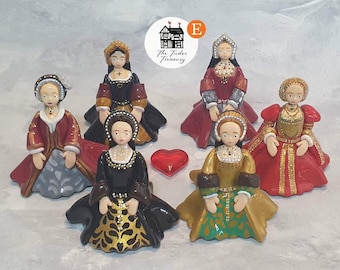 Statuetta decorativa fatta a mano raffigurante le sei mogli delle regine Tudor *scegli la tua regina*