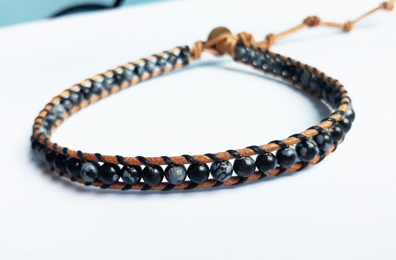 Snowflak anklets stone anklets leather anklets men anklets women anklets gift anklets fashion anklets friendship anklets black anklets