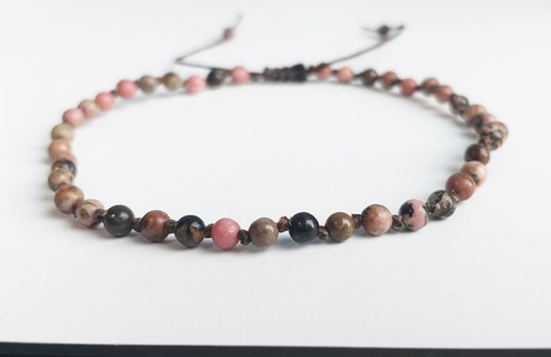 Rhodonite real stone anklets pink anklets beaded anklets men women anklets fashion anklets friendship anklets