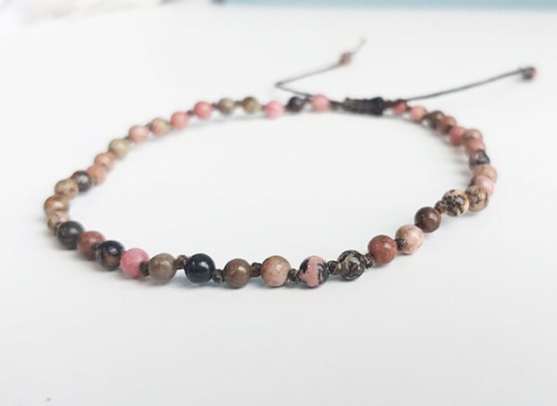 Rhodonite real stone anklets pink anklets beaded anklets men women anklets fashion anklets friendship anklets