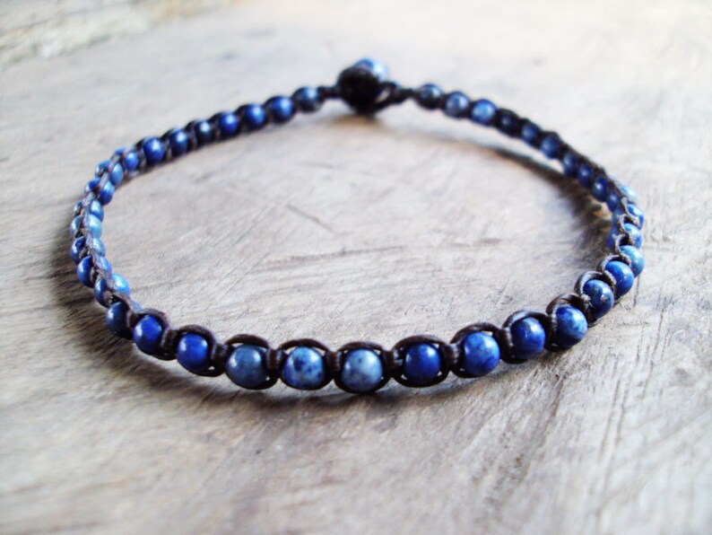 Lapis anklets,Stone anklets,Blue anklets,Men anklets,Women anklets,handmade