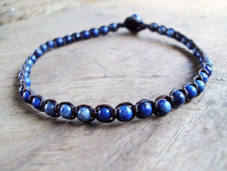 Lapis anklets,Stone anklets,Blue anklets,Men anklets,Women anklets,handmade