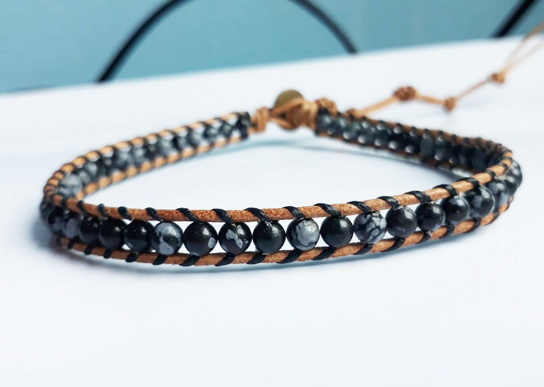 Snowflak anklets stone anklets leather anklets men anklets women anklets gift anklets fashion anklets friendship anklets black anklets