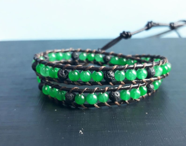 2 Wrap jade stone leather bracelets,men and women bracelets,beaded bracelets,friendship bracelets,fashion bracelets,gift bracelets,gemstone