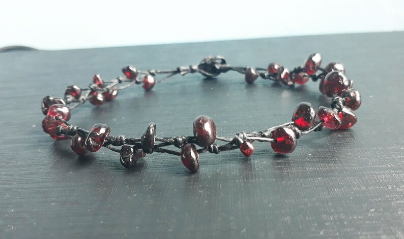 Tobillas de piedra granates hombres tobilleras mujeres | Etsy