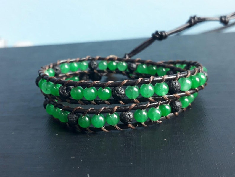 2 Wrap jade stone leather bracelets,men and women bracelets,beaded bracelets,friendship bracelets,fashion bracelets,gift bracelets,gemstone