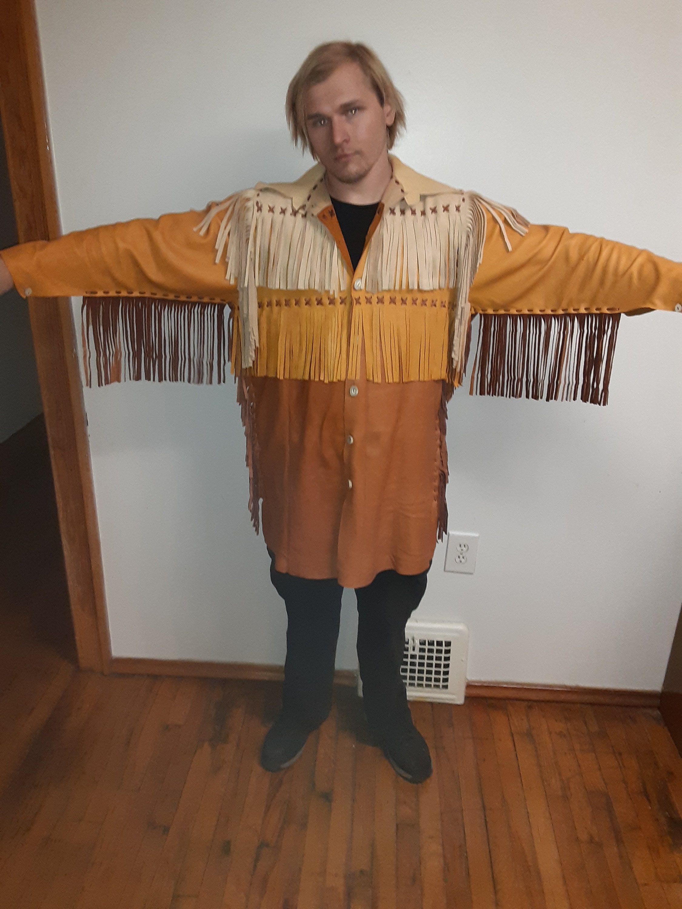 Leather deer skin deer hide jacket with plenty of fringe tri Etsy