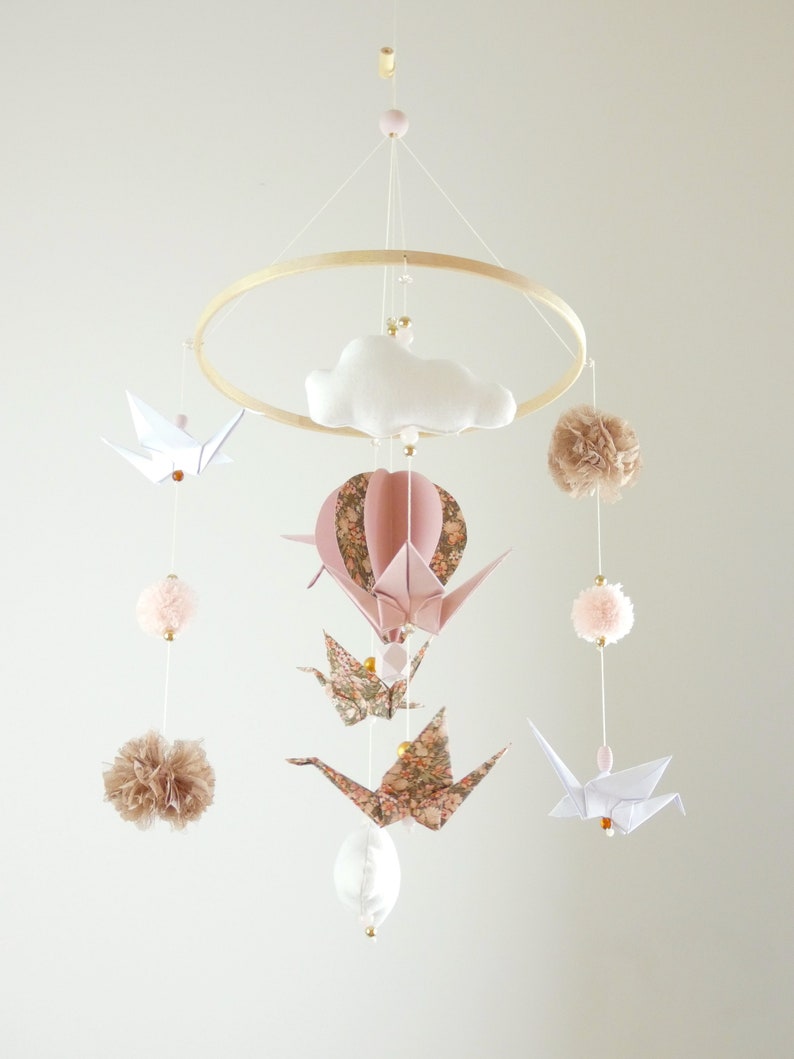 Origami Baby Mobile With Hot Air Balloon Vintage Style. Etsy