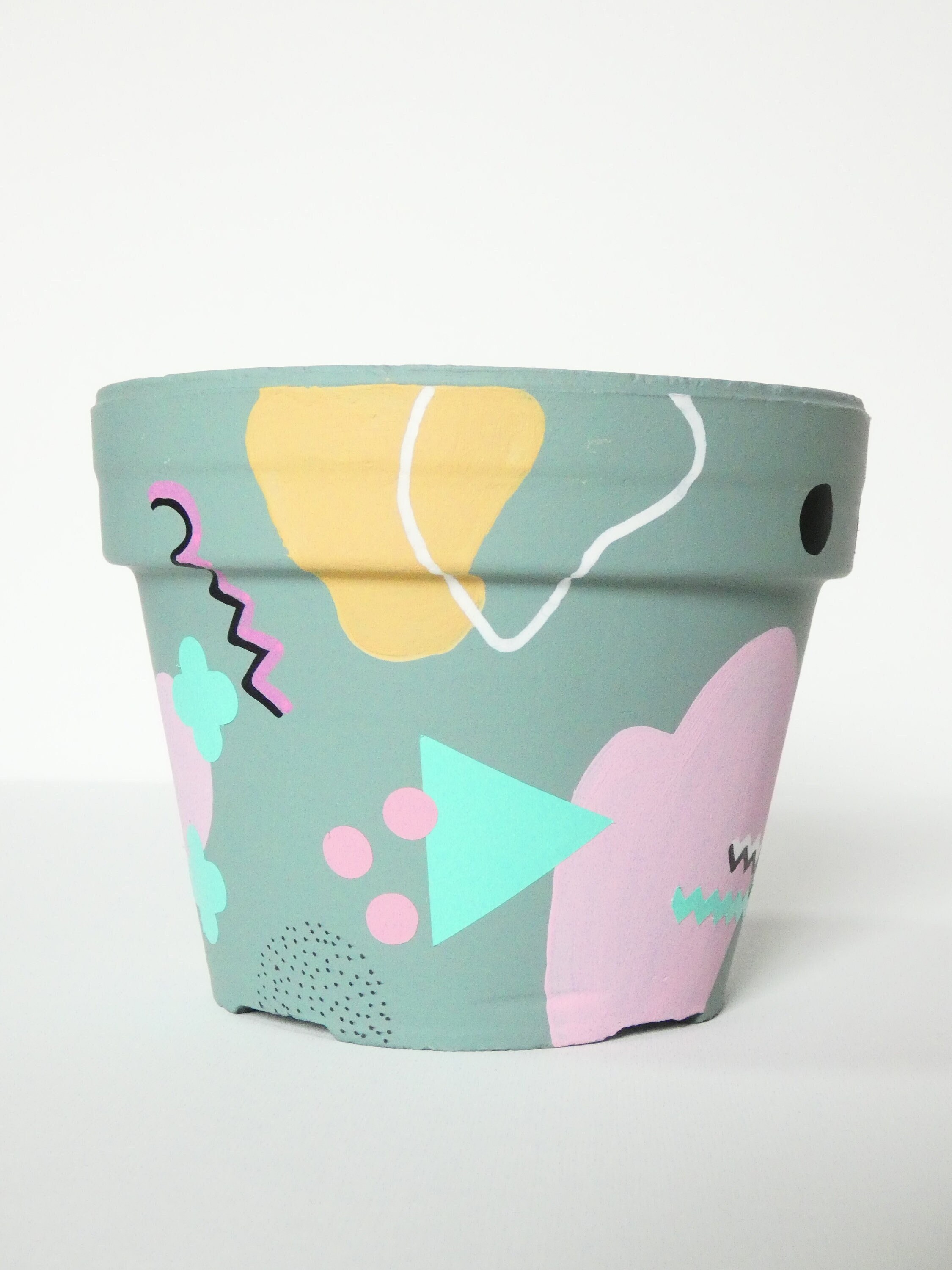 Cache Pot Plante Memphis Style Jaune