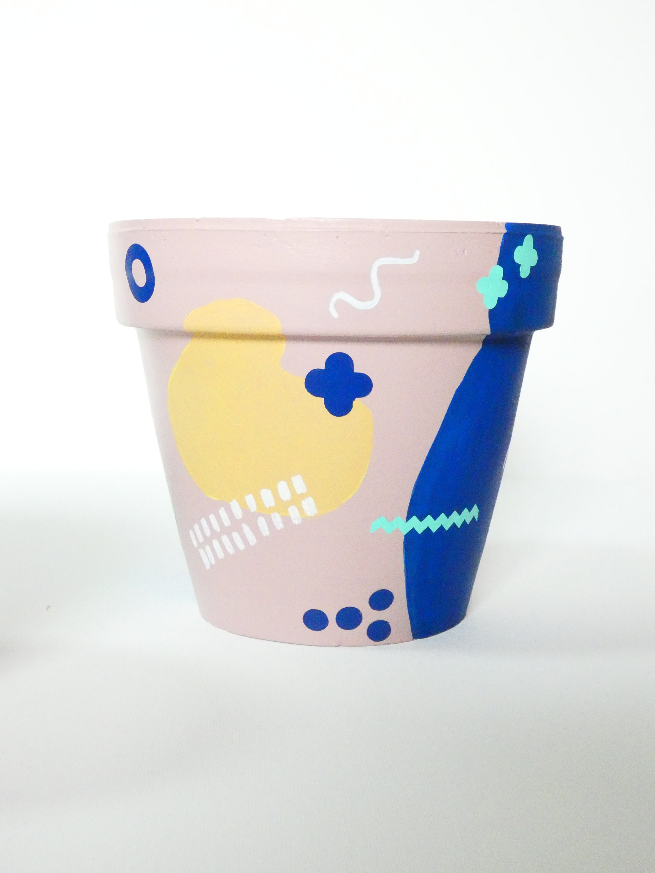 Cache Pot Plante Memphis Style Vieux Rose