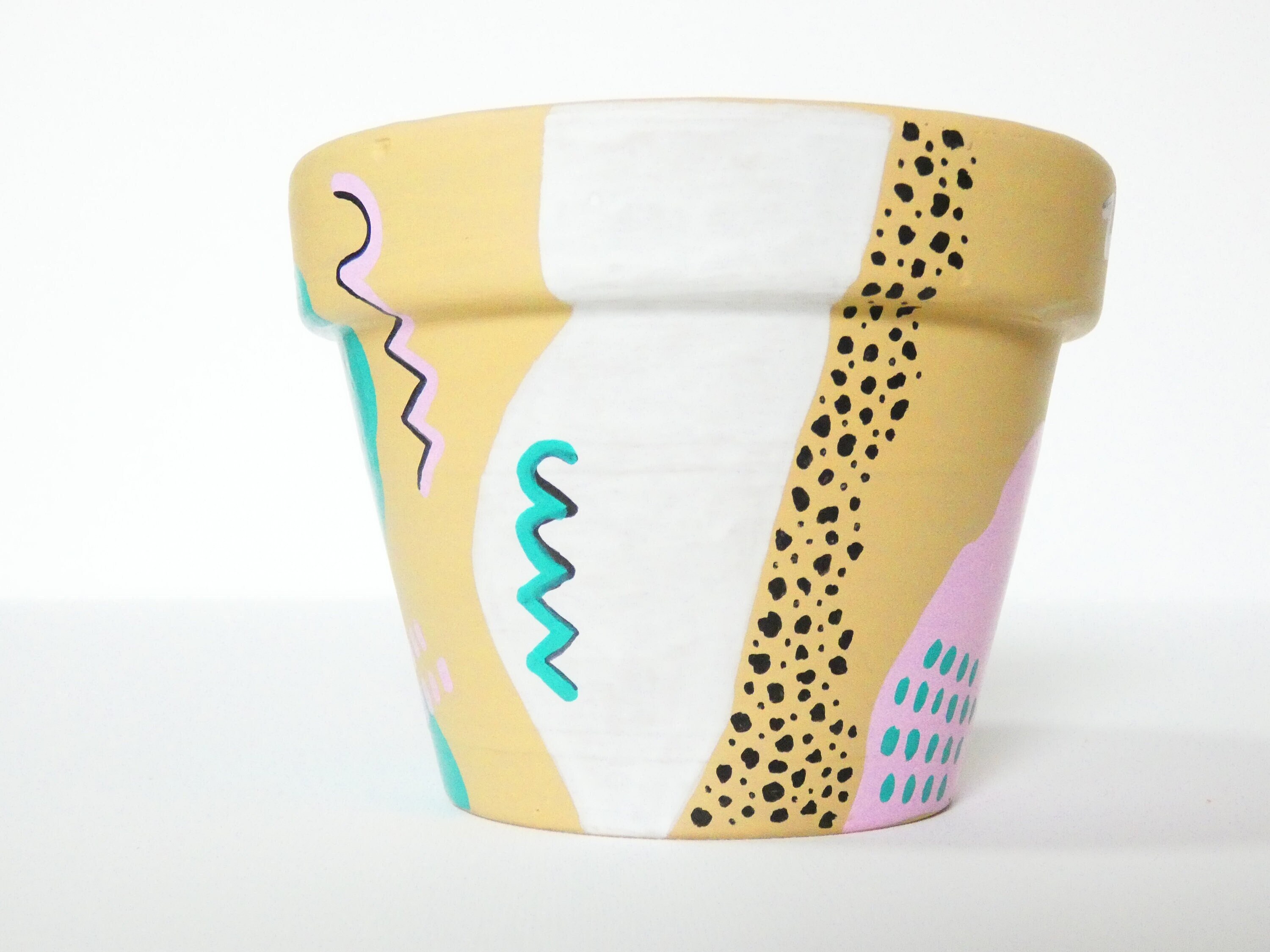 Cache Pot Plante Memphis Style Jaune