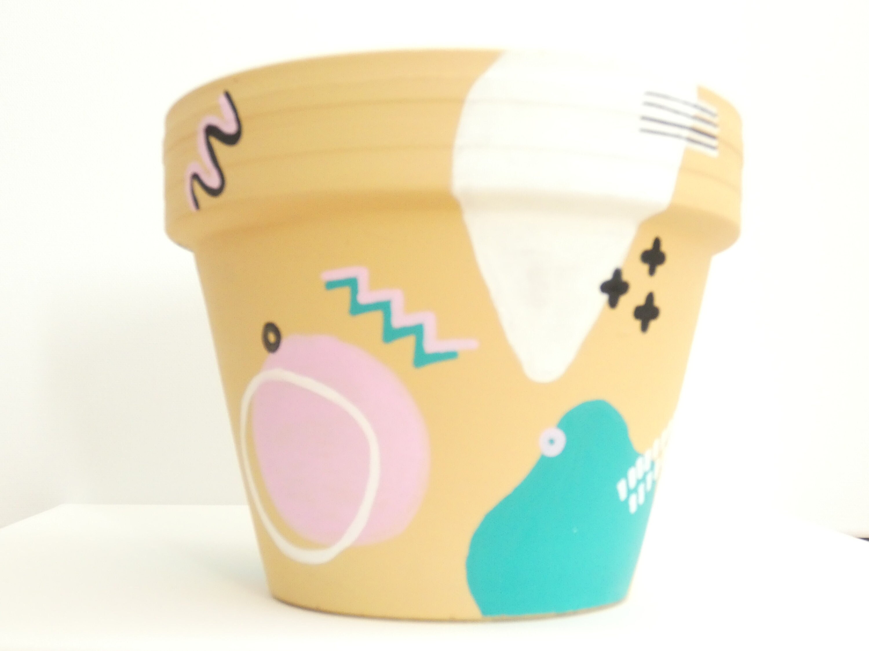 Cache Pot Plante Memphis Style Jaune