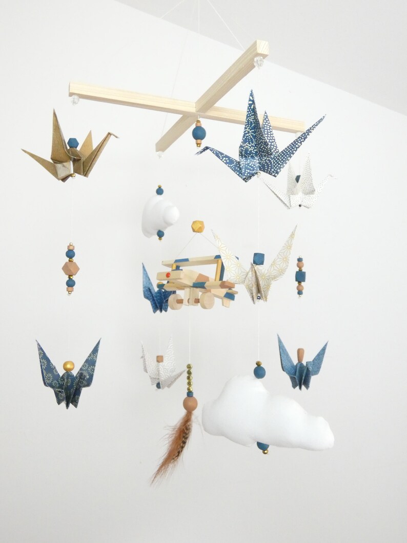 Origami Baby Mobile With Airplane Vintage Style. Etsy
