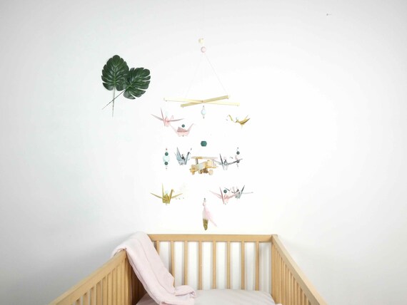 Mobile Bebe Jungle Origami Avion Bois Rose Et Vert Etsy Mobile Bebe Jungle Origami Avion Bois Rose Et Vert Etsy