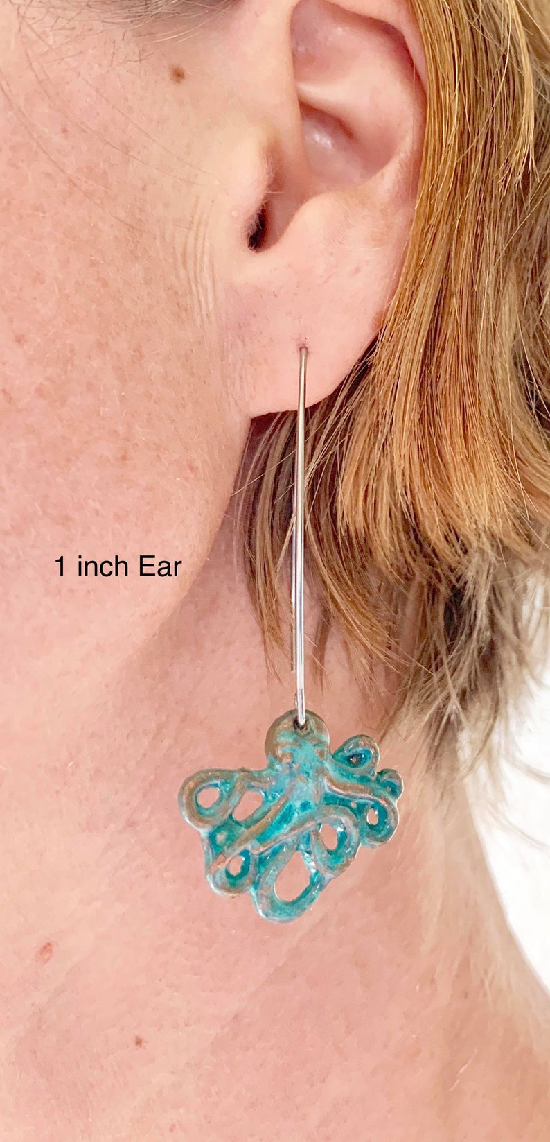 Octopus Jewelry Octopus Earrings Copper Patina Octopus Teardrop Hook Dangles Copper Patina Jewelry