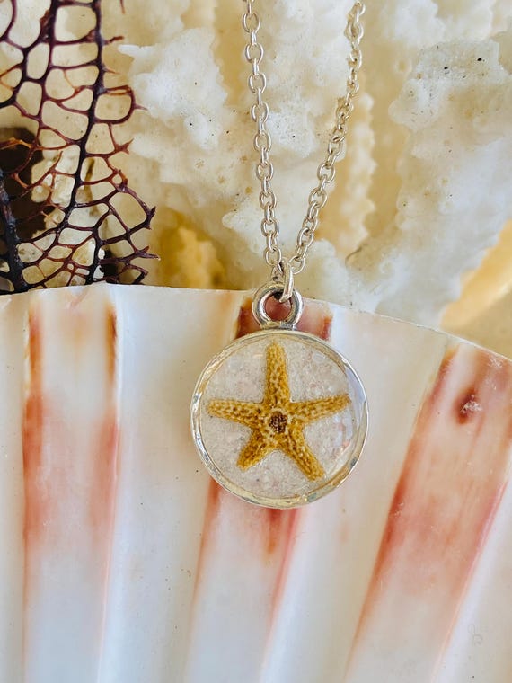 Pendentif étoile De Mer En Argent Avec Chaîne - Style Marin élégant