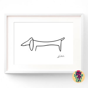 Pablo Picasso - Sausage Dog Print - Minimalist Picasso Print - Giclee Poster Wall Art Modern & Contemporary - Surrealism - Cubism dachshund