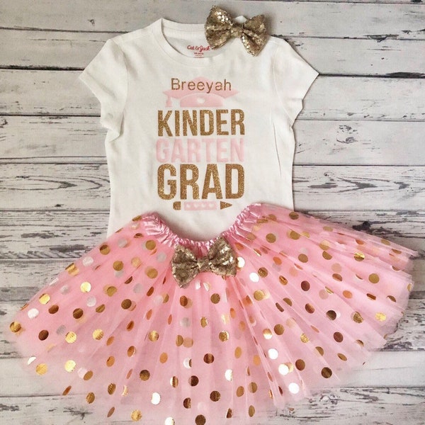 Girls Kindergarten Graduation Outfit Kindergarten Graduate Kindergarten Girls Kinder Outfit Graduate outfit Glitter Shirt Preschool Graduate