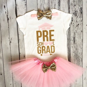 Girls Preschool Graduation Outfit Preschooler Graduate Pre Kindergarten Girls Pre-K Outfit Graduate outfit Glitter Shirt Preschool Graduate