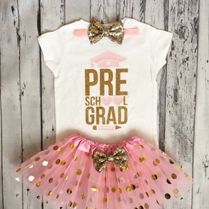 Girls Preschool Graduation Outfit Preschooler Graduate Pre Kindergarten Girls Pre-K Outfit Graduate outfit Glitter Shirt Preschool Graduate