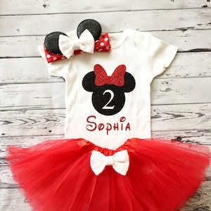 Personalized Red and Black Im Twodles Girls Minnie Mouse 2nd Birthday Outfit Toodles Birthday Shirt 2nd Birthday Minnie Mouse Birthday Tutu