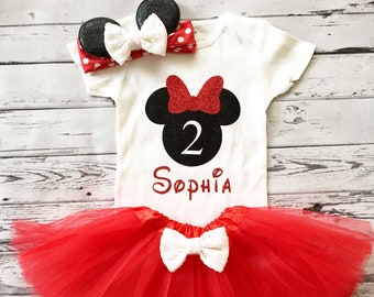 Personalized Red and Black Im Twodles Girls Minnie Mouse 2nd Birthday Outfit Toodles Birthday Shirt 2nd Birthday Minnie Mouse Birthday Tutu