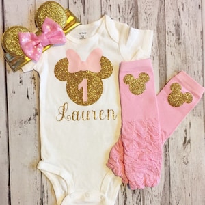Pink And Gold Personnalise Minnie Mouse 1er Body Etsy France