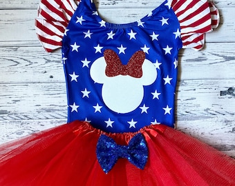 4. Juli Minnie Maus Sterne und Streifen Trikot Baby Mädchen Amerikanische Flagge Trikot Mädchen 4. Juli Disney Trikot Amerikanische Flagge Outfit