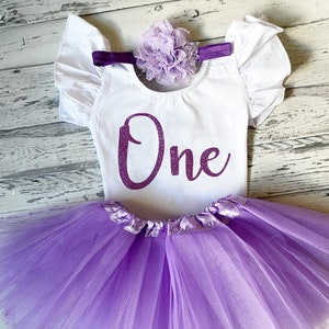 Purple Glitter First Birthday Flutter Leotard, Lavender Glitter 1st Birthday Outfit 1st Birthday Bodysuit Cake Smash Outfit Purple gymnastic