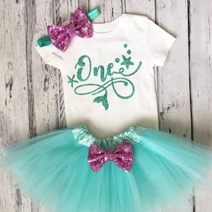 Baby Girl Mermaid 1st Birthday Outfit Mermaid First Birthday Outfit Mermaid 1st Birthday Bodysuit Aqua Lavender 1st Birthday Outfit Tutu