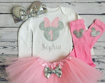 First Birthday Outfit Girl Minnie Mouse Etsy