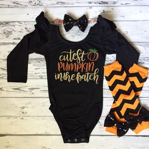 Süßer Kürbis im Flicken Halloween Trikot Baby Mädchen Halloween Kostüm Baby Mädchen Halloween Outfit Halloween Trikot Halloween Stulpen