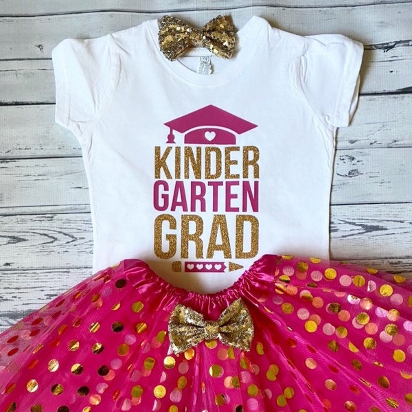 Girls Kindergarten Graduation Outfit Kindergarten Graduate Kindergarten Girls Kinder Outfit Graduate outfit Glitter Shirt Preschool Graduate