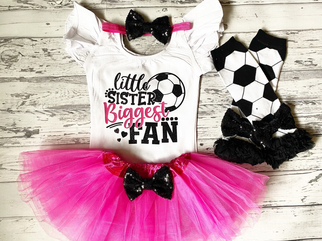 Little Sister Biggest Fan Baby Girl Soccer Outfit Baby Girl Etsy