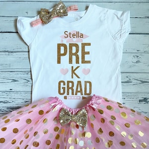 Girls Preschool Graduation Outfit Preschooler Graduate Pre Kindergarten Girls Pre-K Outfit Graduate outfit Glitter Shirt Preschool Graduate