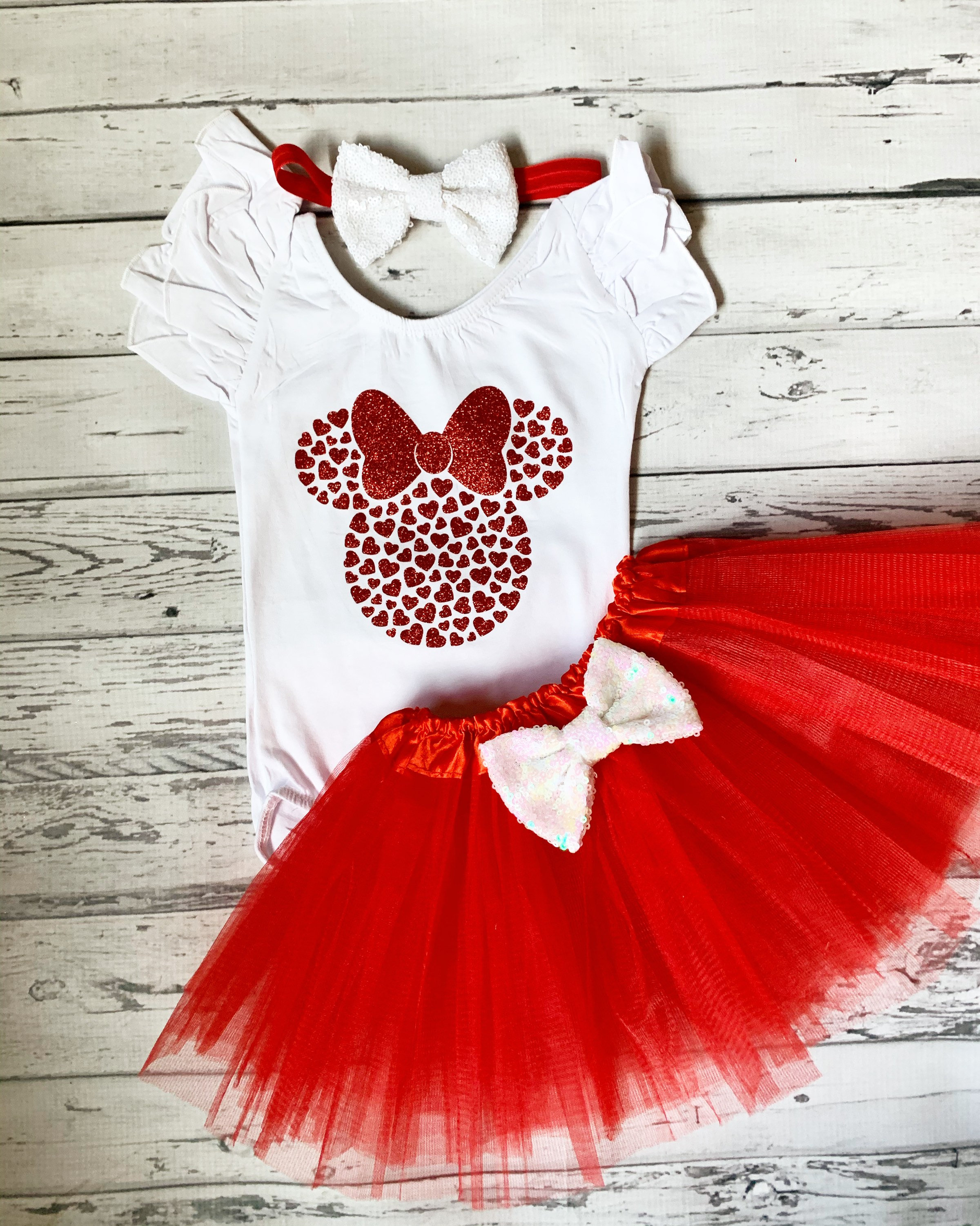 Baby Girl Minnie Mouse Red Heart Leotard Baby Girl Disney Valentines Day  Outfit Baby Girl Valentine Outfit Valentines Tutu Minnie Tutu
